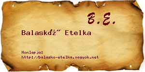 Balaskó Etelka névjegykártya